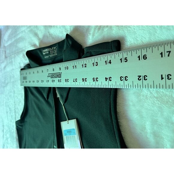 Nike Golf Womens Sleeveless Polo Shirt Medium Black Green Dri-FIT Stretch New - Picture 4 of 9